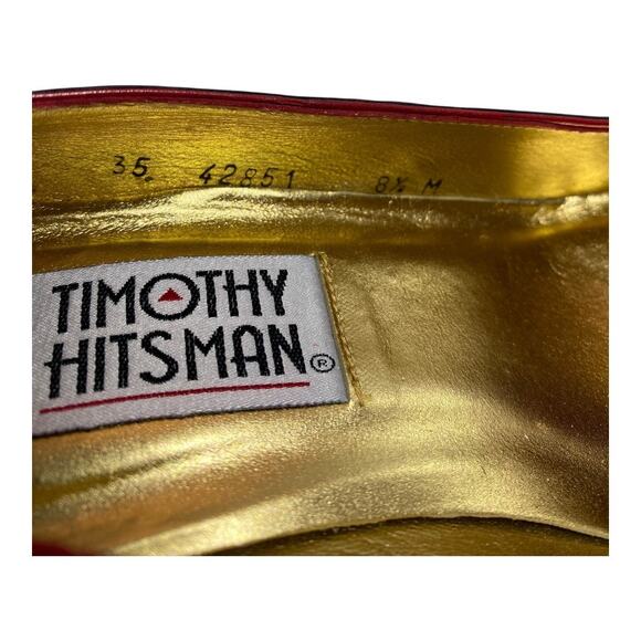 Timothy Hitsman Vintage Black Pointy Red Lace Up Detail Size 8.5 Punps Heels - Picture 7 of 8